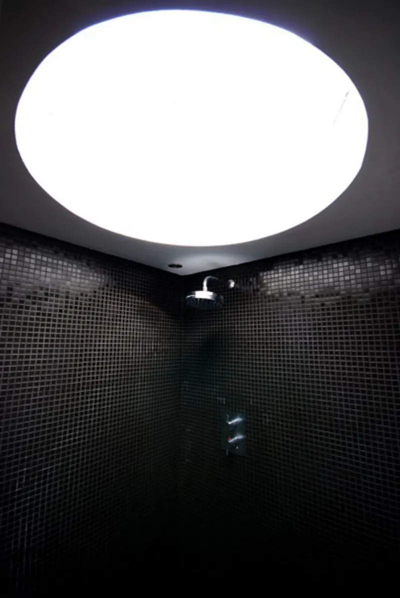 Shower at Dark glossy Kensal house, D1960 (photo 28)