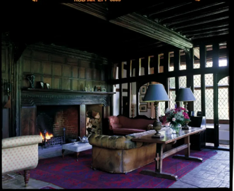 Living Room at Suffolk moated Tudor hall house, M257 (photo 5)