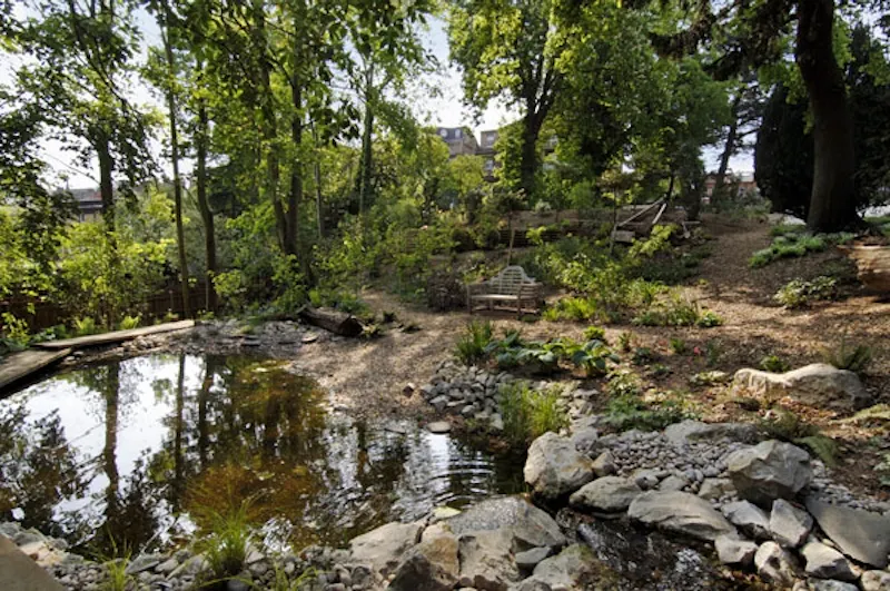 Pond at Hidden Highgate pool house, D1969 (photo 38)