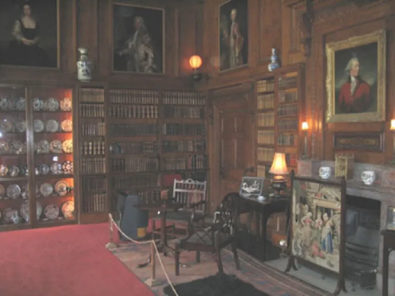 Library at Cornwall chateau style house, A1087 (photo 5)