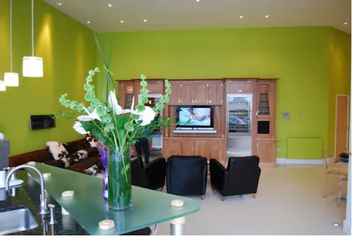 Colourful studio kitchen in Debden, Q58