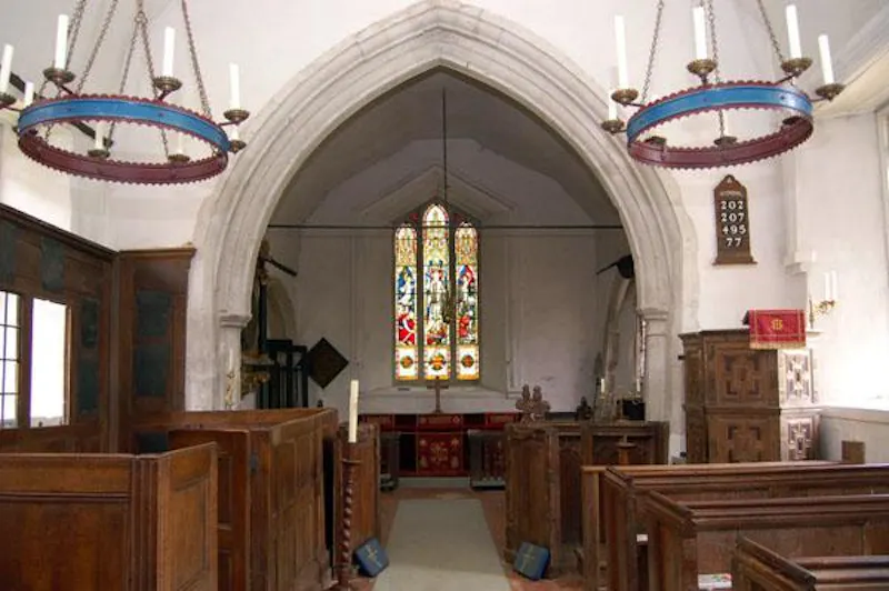 Glass at 12th century Dorney Church, CH89 (photo 3)