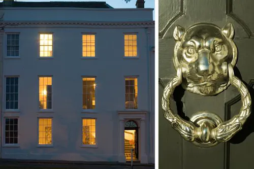 Black, white & red Tetbury house, A1340