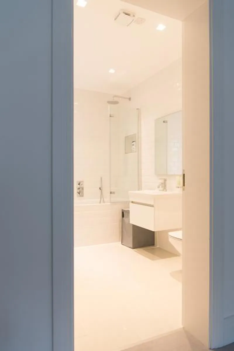Bathroom at Mill Hill monochrome mansion, D2261 (photo 46)