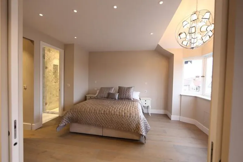 Bedroom at Luxe, modern Wimbledon house, K415 (photo 14)