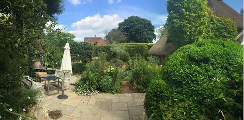 Terrace/Patio at Quaint Sussex thatched cottage, M306 (photo 12)