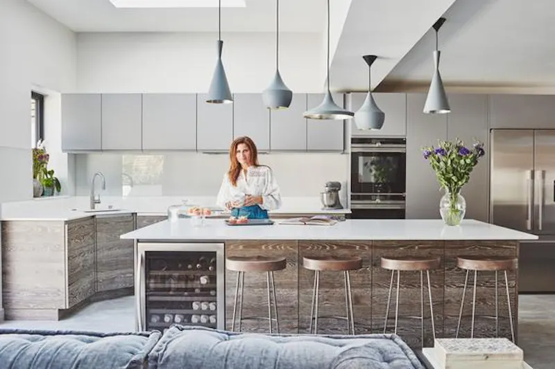 Kitchen island at Contemporary Mill Hill house, D2357 (photo 12)