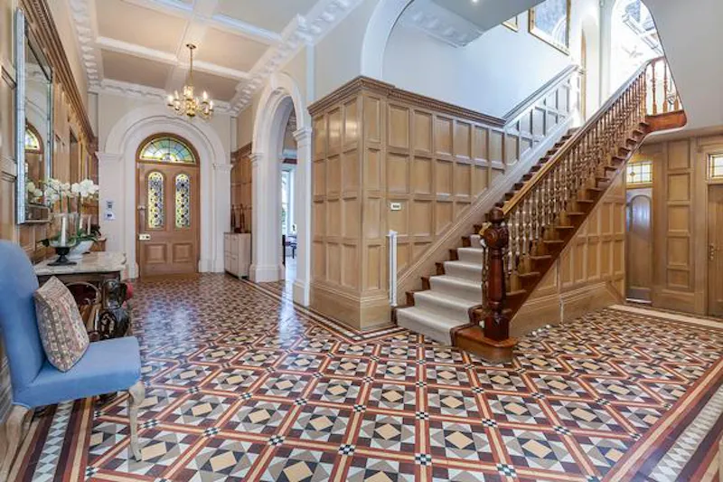 Entrance hall at Lavish Eltham mansion, B1850 (photo 5)