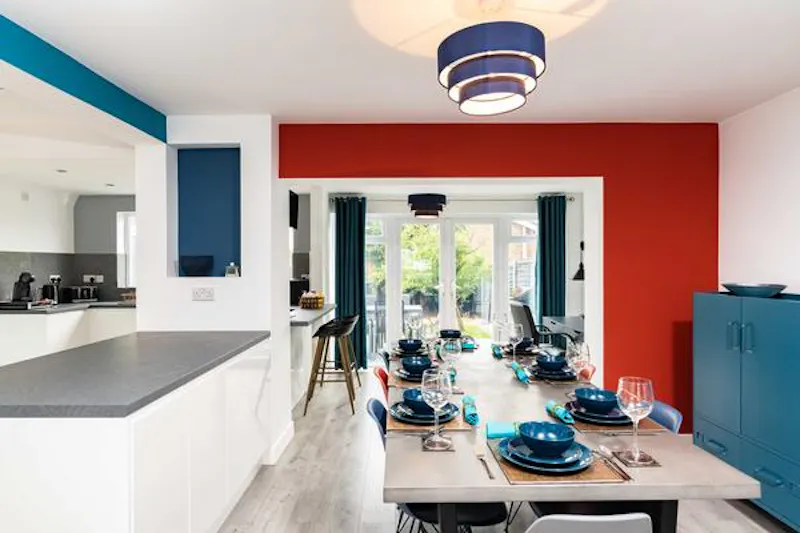 Kitchen island at Colourful Knowle family house, D2463 (photo 9)