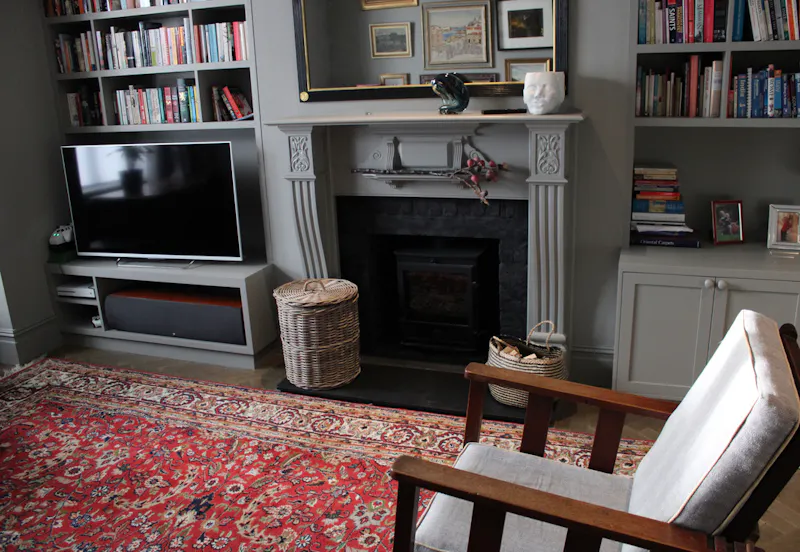 Fireplace at Modern Edwardian Home, E482 (photo 7)