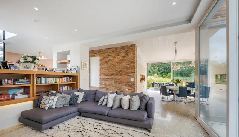 Exposed brick at Bel Air modern home, D2582 (photo 4)