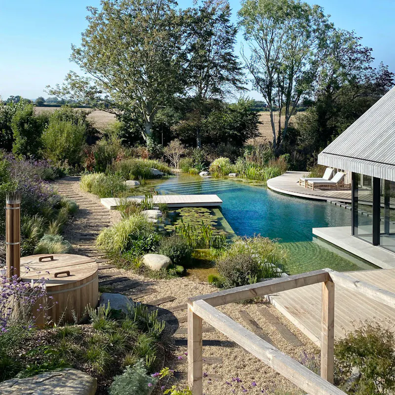 Swimming pool - outdoor at Futuristic eco house Chichester, D2584 (photo 39)