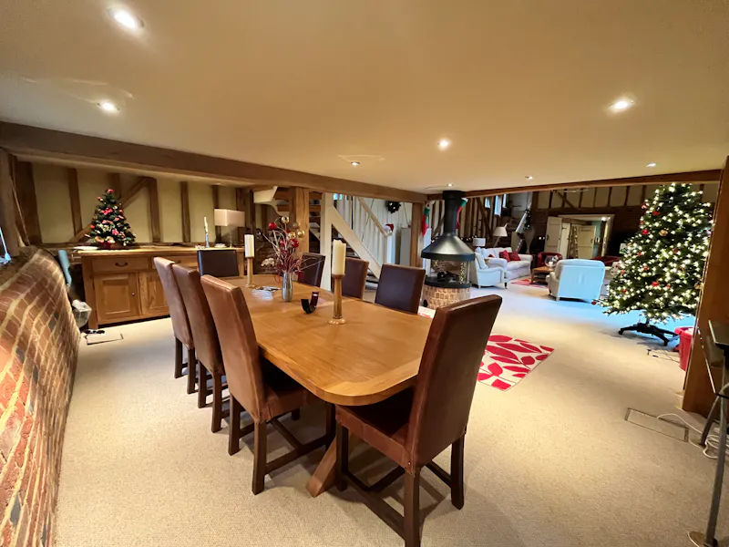 Dining room at Contemporary Pirbright barn, L551 (photo 8)