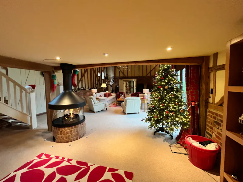 Fireplace at Contemporary Pirbright barn, L551 (photo 6)
