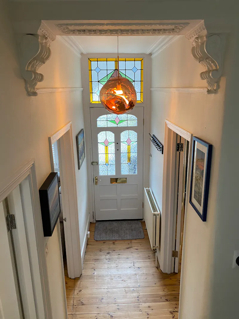 Entrance hall at Lewisham victorian home, B1970 (photo 17)