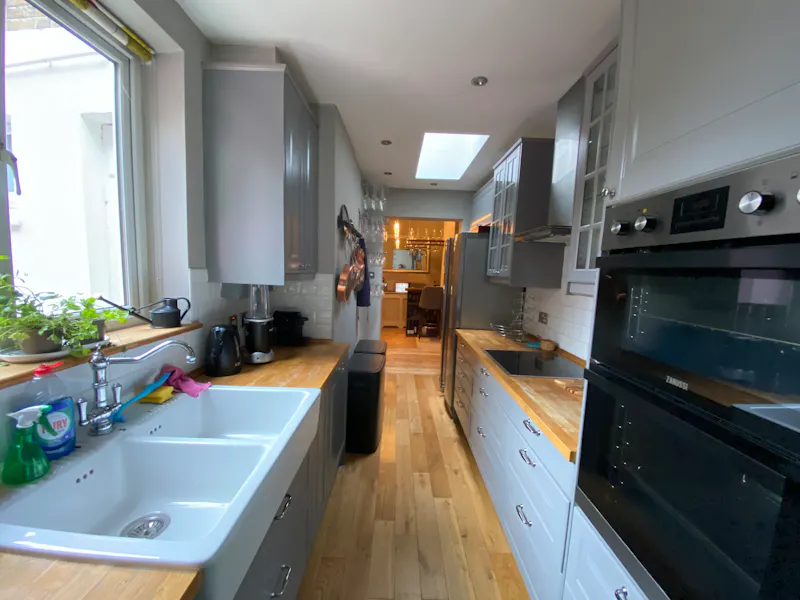 Kitchen at Lewisham victorian home, B1970 (photo 3)