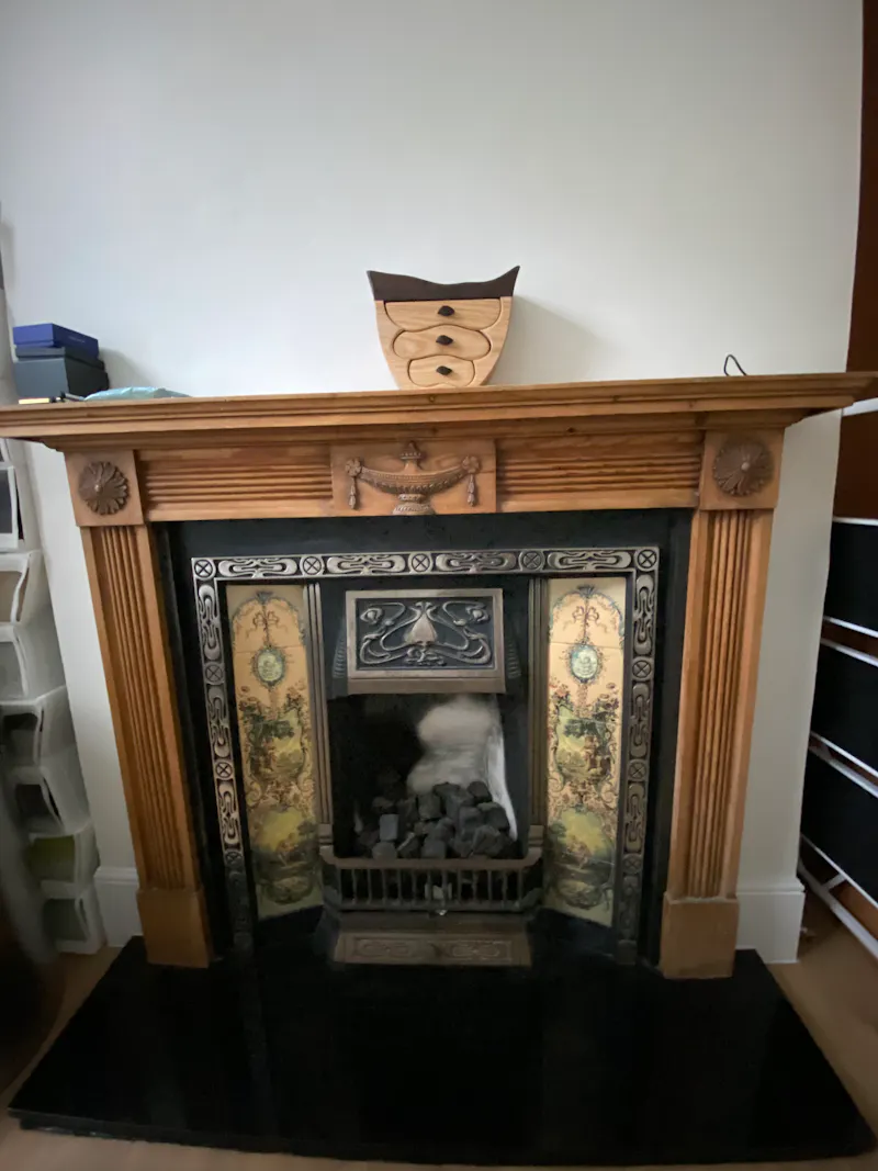 Fireplace at Lewisham victorian home, B1970 (photo 2)
