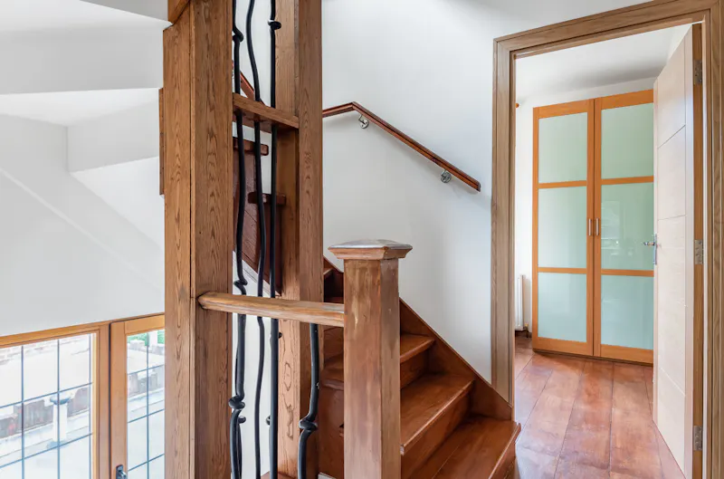 Staircase at Modern Woodside Park home, D2689 (photo 9)