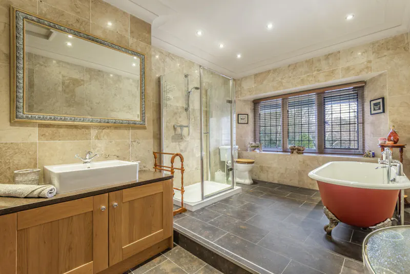 Bathroom at Vacant Huddersfield mansion , B2016 (photo 22)