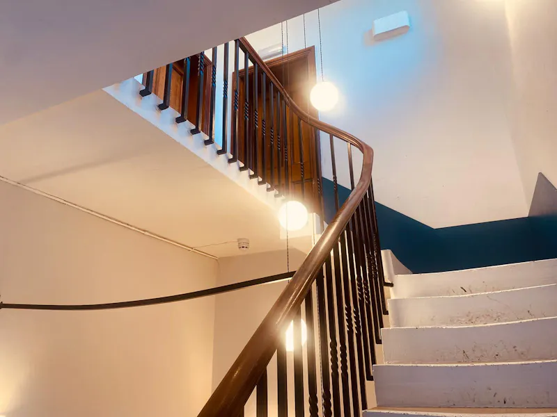 Staircase at Loughborough Junction music hall, N387 (photo 14)