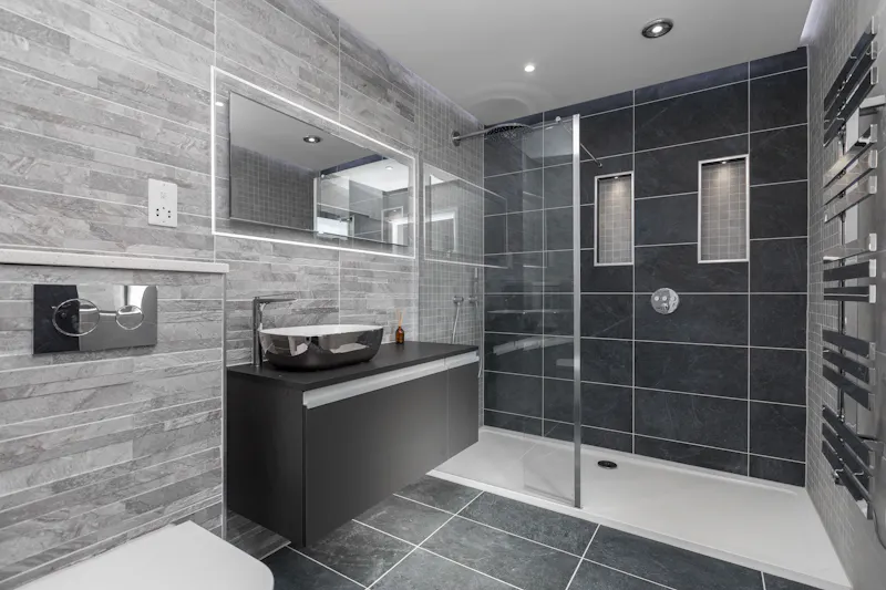 Bathroom at Modern Chalet Watton-at-Stone, D2731 (photo 18)