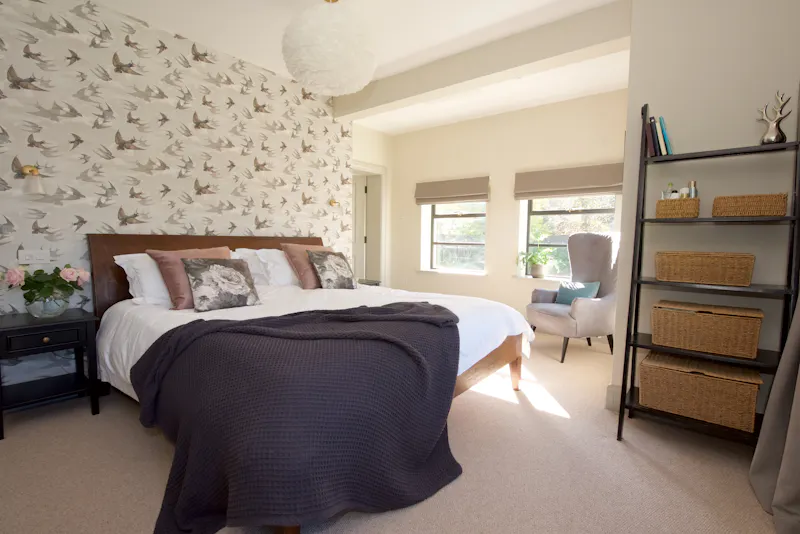 Bedroom at Modern Churt country house, D2758 (photo 33)