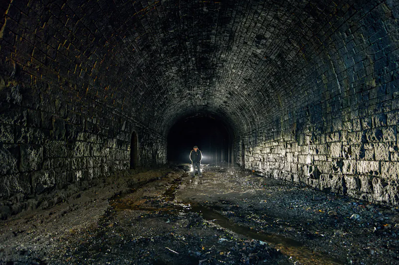 Exposed brick at Derelict Yorkshire Tunnel, Q157 (photo 1)