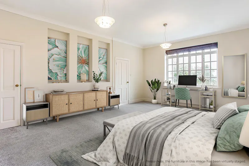 Bedroom at Vacant Longcross Country House, D2766 (photo 14)