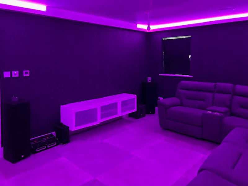 Home cinema at Modern Family Home in Bushey, D2774 (photo 8)