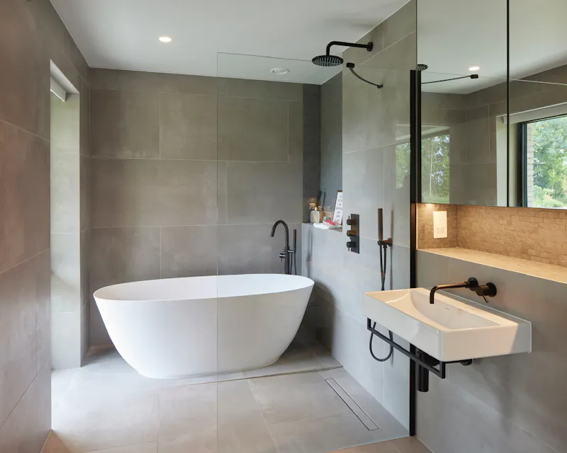 Tiled at Eye-catching Architectural Home, D2799 (photo 17)