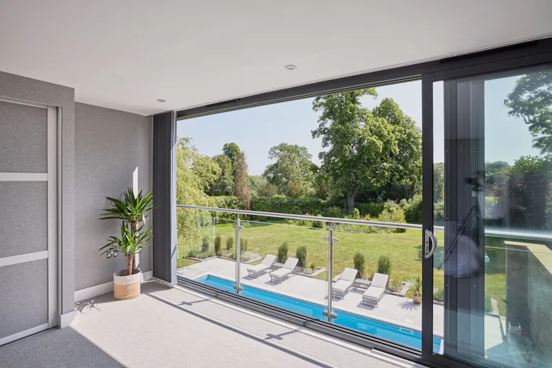 Balcony at Stunning Pool House Ockley, D2820 (photo 25)