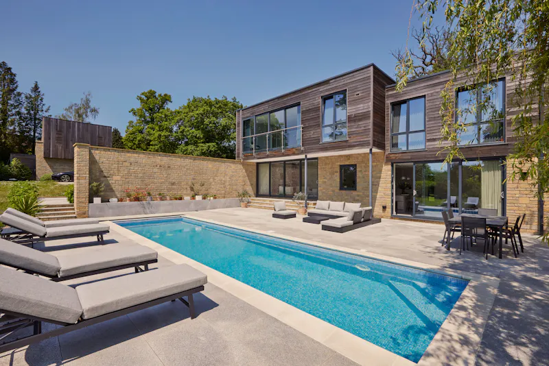 Swimming pool - outdoor at Stunning Pool House Ockley, D2820 (photo 41)