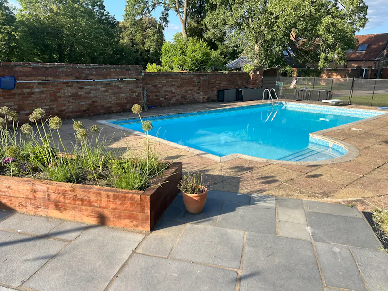 Swimming pool - outdoor at 1920s Coach House in Tring , B2083 (photo 64)
