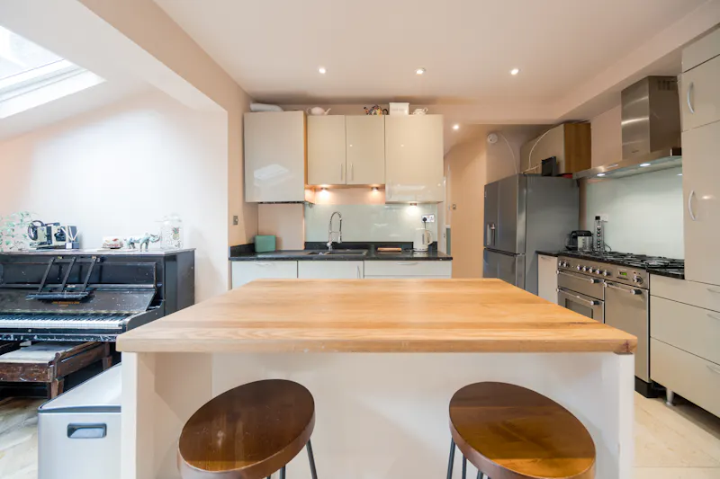 Kitchen island at White City Victorian apartment, B2111 (photo 6)