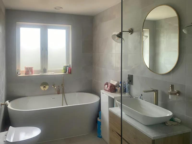 Bath - rolltop at Light-filled Rickmansworth Home, D2853 (photo 33)