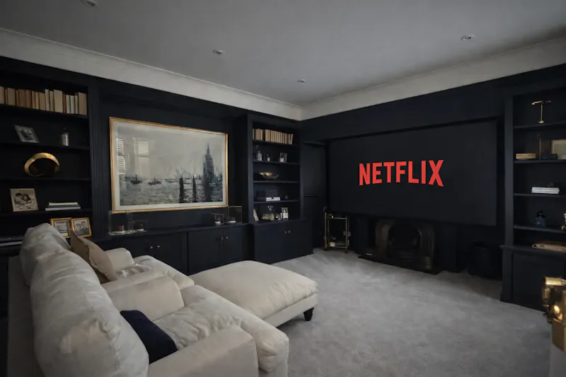 Home cinema at Elegant Edwardian Oxshott home, E553 (photo 15)