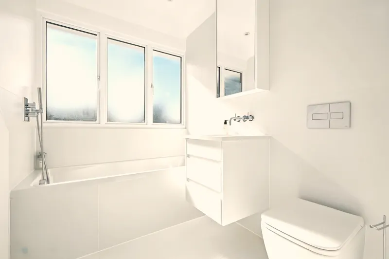 Bathroom at Epping Green minimalist house, D2871 (photo 15)