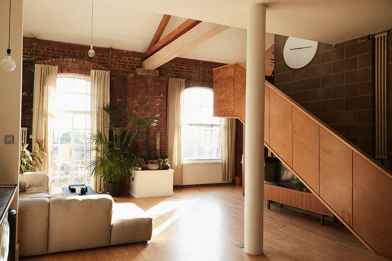 Living Room at Bow Victorian Warehouse Flat, N506 (photo 2)