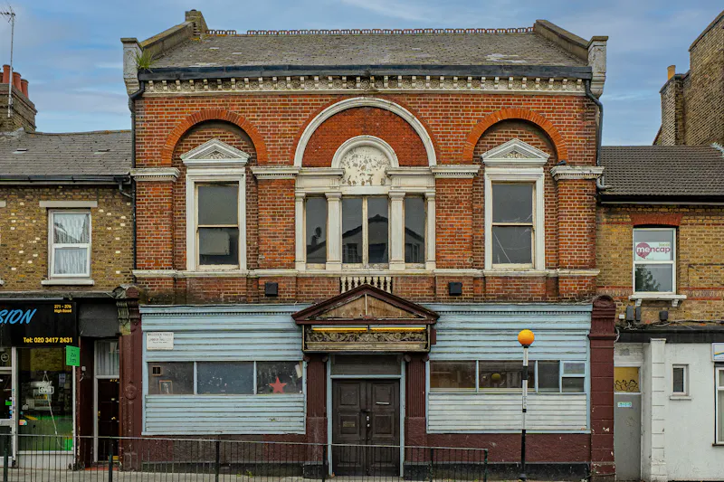 Front Exterior at Edwardian Derelict Labour Club, E561 (photo 1)
